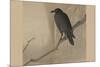 Crow on a Willow Branch-null-Mounted Premium Giclee Print