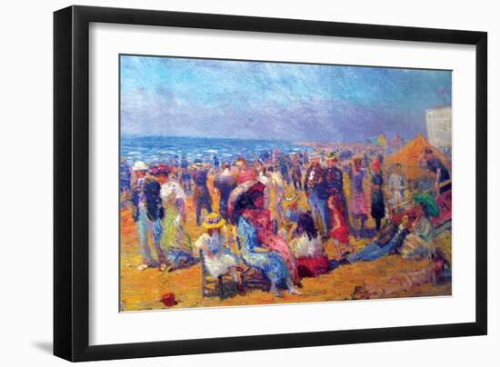 Crowd at the Beach-William Glackens-Framed Art Print