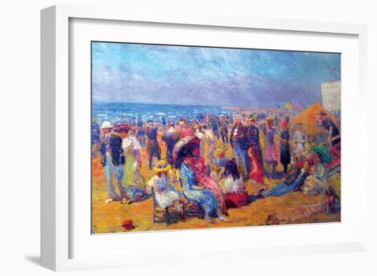 Crowd at the Beach-William Glackens-Framed Art Print