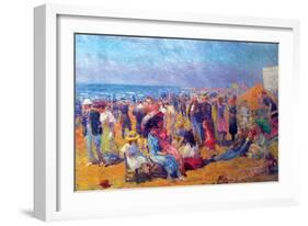 Crowd at the Beach-William Glackens-Framed Art Print