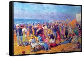 Crowd at the Beach-William Glackens-Framed Stretched Canvas