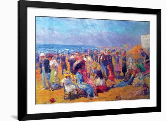 Crowd at the Beach-William Glackens-Framed Art Print