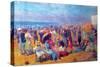 Crowd at the Beach-William Glackens-Stretched Canvas