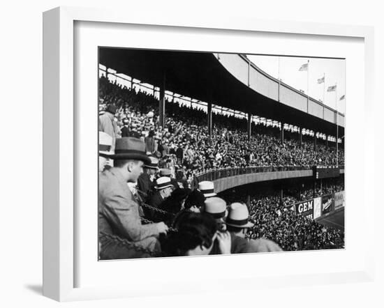 Crowd Attending a New York Yankee Baseball Game at Yankee Stadium-null-Framed Photographic Print