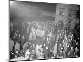 Crowd awaiting survivors from the Titanic, 1912-null-Mounted Photographic Print