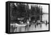 Crowd Boating and Bathing on the Lake - Payette Lake, ID-Lantern Press-Framed Stretched Canvas