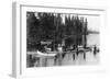 Crowd Boating and Bathing on the Lake - Payette Lake, ID-Lantern Press-Framed Art Print