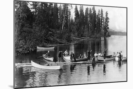 Crowd Boating and Bathing on the Lake - Payette Lake, ID-Lantern Press-Mounted Art Print