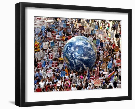 Crowd Fills a Manhattan Avenue During a Protest March in New York-null-Framed Photographic Print