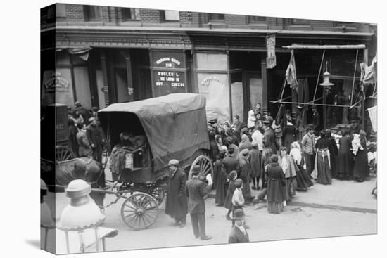 Crowd Gathered in Front of Butcher Shop During Meat Riot, New York-null-Stretched Canvas