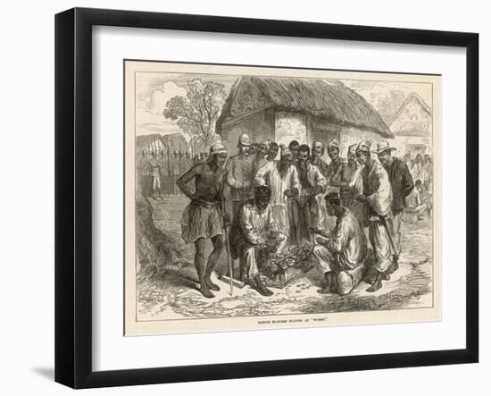 Crowd Gathers to Watch Two People Play the West African Game of Wharri-null-Framed Art Print