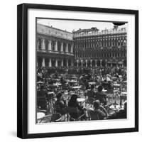 Crowd in Piazza San Marco. Tables at Cafe Florian in Foreground-Alfred Eisenstaedt-Framed Photographic Print