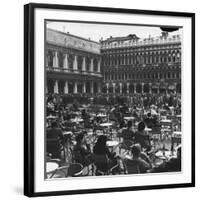 Crowd in Piazza San Marco. Tables at Cafe Florian in Foreground-Alfred Eisenstaedt-Framed Photographic Print