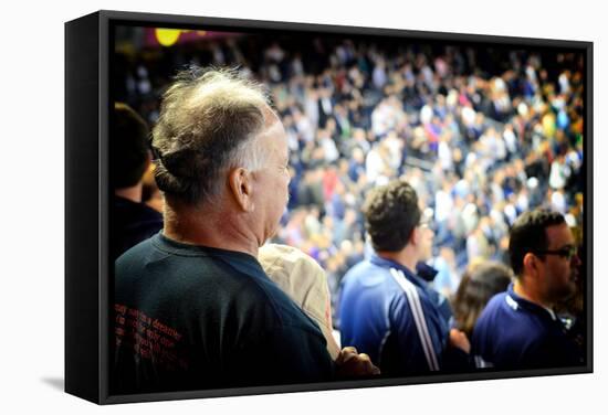 Crowd in Yankee Stadium Singing the Anthem at the Beginning of T-Sabine Jacobs-Framed Stretched Canvas