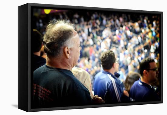 Crowd in Yankee Stadium Singing the Anthem at the Beginning of T-Sabine Jacobs-Framed Stretched Canvas