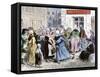 Crowd of Angry Women at the Door of a Bakery during the French Revolution-null-Framed Stretched Canvas