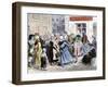 Crowd of Angry Women at the Door of a Bakery during the French Revolution-null-Framed Giclee Print