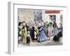 Crowd of Angry Women at the Door of a Bakery during the French Revolution-null-Framed Giclee Print
