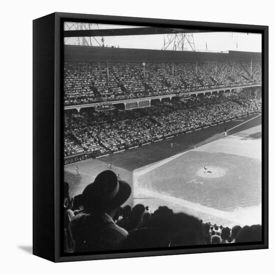 Crowd of Baseball Fans Attending Game at Ebbets Field-Ed Clark-Framed Stretched Canvas