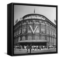 Crowd of Baseball Fans Lining Up to See Game at Ebbets Field-Ed Clark-Framed Stretched Canvas