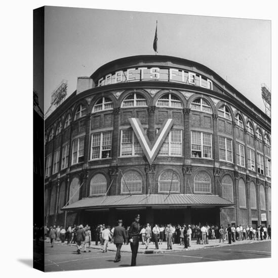 Crowd of Baseball Fans Lining Up to See Game at Ebbets Field-Ed Clark-Stretched Canvas