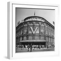 Crowd of Baseball Fans Lining Up to See Game at Ebbets Field-Ed Clark-Framed Photographic Print