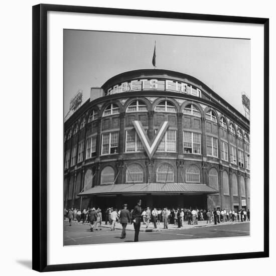Crowd of Baseball Fans Lining Up to See Game at Ebbets Field-Ed Clark-Framed Photographic Print