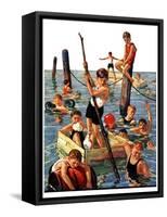 "Crowd of Boys Swimming,"July 28, 1928-Eugene Iverd-Framed Stretched Canvas