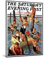 "Crowd of Boys Swimming," Saturday Evening Post Cover, July 28, 1928-Eugene Iverd-Mounted Giclee Print