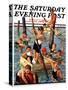 "Crowd of Boys Swimming," Saturday Evening Post Cover, July 28, 1928-Eugene Iverd-Stretched Canvas