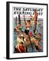 "Crowd of Boys Swimming," Saturday Evening Post Cover, July 28, 1928-Eugene Iverd-Framed Giclee Print