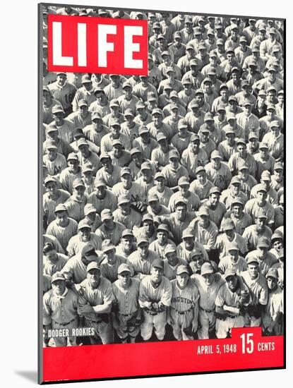 Crowd of Brooklyn Dodger Rookie Players Gathered at Dodgertown, Spring Training, May 5, 1948-George Silk-Mounted Photographic Print