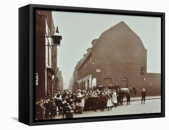 Crowd of East End Children, Red Lion Street, Wapping, London, 1904-null-Framed Stretched Canvas
