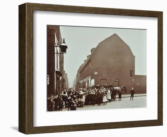 Crowd of East End Children, Red Lion Street, Wapping, London, 1904-null-Framed Photographic Print