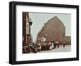 Crowd of East End Children, Red Lion Street, Wapping, London, 1904-null-Framed Photographic Print