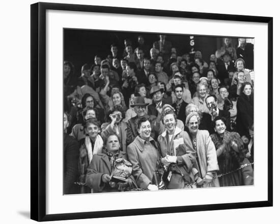 Crowd of Fans Watching Celebrities Arrive for the 26th Academy Awards at the RKO Pantages Theater-George Silk-Framed Premium Photographic Print