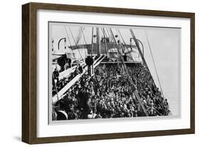 Crowd of Immigrants Standing on Deck-null-Framed Art Print