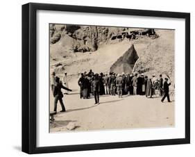Crowd of Interested Spectators Waiting Outside the Tomb of Tutankhamun, Valley of the Kings-Harry Burton-Framed Photographic Print