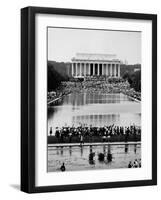 Crowd of People Attending a Civil Rights Rally at the Lincoln Memorial-John Dominis-Framed Photographic Print