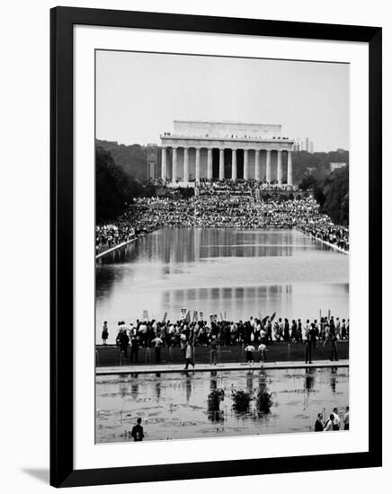 Crowd of People Attending a Civil Rights Rally at the Lincoln Memorial-John Dominis-Framed Photographic Print