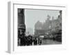 Crowd of People in the Street, Tottenham Court Road, London, 1900-null-Framed Premium Photographic Print