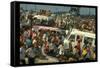 Crowd of people, some Sitting on Top of Cars and Busses, During the Woodstock Music/Art Fair-John Dominis-Framed Stretched Canvas