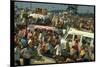 Crowd of people, some Sitting on Top of Cars and Busses, During the Woodstock Music/Art Fair-John Dominis-Mounted Photographic Print