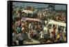 Crowd of people, some Sitting on Top of Cars and Busses, During the Woodstock Music/Art Fair-John Dominis-Framed Stretched Canvas