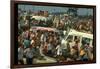 Crowd of people, some Sitting on Top of Cars and Busses, During the Woodstock Music/Art Fair-John Dominis-Framed Photographic Print