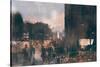 Crowd of People Walking in the Park,Digital Painting,Illustration-Tithi Luadthong-Stretched Canvas