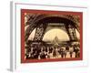 Crowd of People Walking under the Base of Eiffel Tower-null-Framed Giclee Print