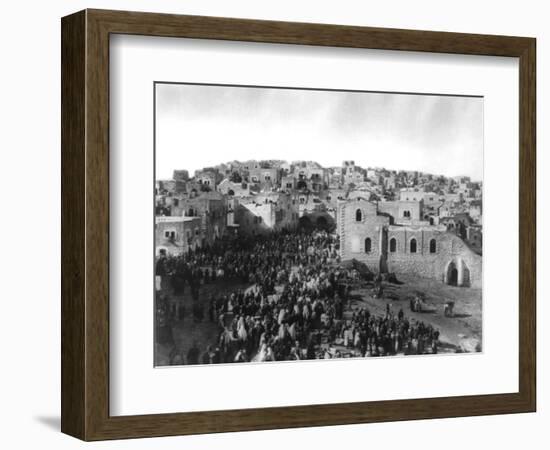 Crowd of Pilgrims in Bethlehem for Christmas Photograph - Bethlehem, Palestine-Lantern Press-Framed Art Print