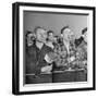 Crowd of Steel Workers Singing "The Star Spangled Banner"-null-Framed Photographic Print