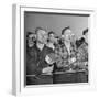 Crowd of Steel Workers Singing "The Star Spangled Banner"-null-Framed Photographic Print